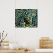 緑,森林動物,緑のフローラでraven ポスター (キッチン)