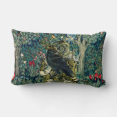 緑，森林動物，緑のフローラでraven ランバークッション (裏面)