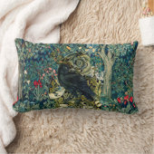 緑，森林動物，緑のフローラでraven ランバークッション (ブランケット)