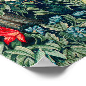 緑,森林動物,緑のフローラの孔雀 ポスター (角)