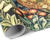 緑，森林動物，緑のフローラの孔雀 ラッピングペーパー (ロールコーナー)