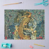 緑，森林動物，緑のフローラの孔雀 薄葉紙 (クラフト)