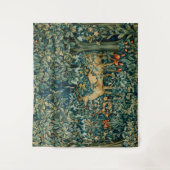 緑，森林動物，行う，鳥のフローラ タペストリー (正面)