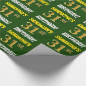 緑/模造フェイク金ゴールド「31番目の誕生日」 ラッピングペーパー (角)