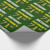 緑/模造フェイク金ゴールド「71番目の誕生日」 ラッピングペーパー (角)