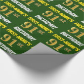 緑/模造フェイク金ゴールド「91番目の誕生日」 ラッピングペーパー (角)