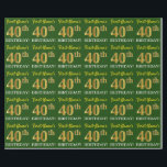 緑、模造金ゴールド見た"40th BIRTHDAY" ラッピングペーパー<br><div class="desc">このラッピング紙デザインは、「ファーストネーム40th BIRTHDAY!」のようなメッセージを備え、「40th」は金ゴールドのような色の外観を持つフェイク/模倣のような外観を持つ。名前はパーソナライズされた緑、背景は緑。40歳の誕生日に贈り物を包む与え際に使われるかもしれない。[～Z0000179]</div>