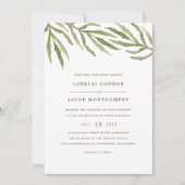 緑 |水彩植物学結婚式招待状 招待状 (正面)