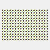 緑、水玉模様とポットの金ゴールドセット3 ラッピングペーパーシート (正面2)