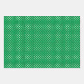 緑、水玉模様とポットの金ゴールドセット3 ラッピングペーパーシート (正面)
