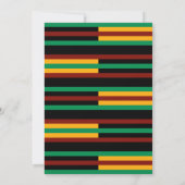 緑、濃い赤、黄色のケントの布ストライプ布 招待状 (裏面)