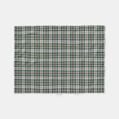緑、濃紺およびクリームの格子縞 フリースブランケット (正面(横))
