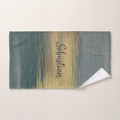 緑、灰コンテンポラリー、金ゴールド バスタオルセット (ハンドタオル)