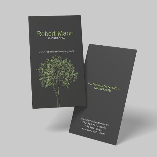 緑/灰色の縦型名刺のツリー 名刺