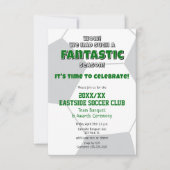 緑、灰色、または任意のチームカラーのサッカーペア  シーズン賞 招待状 (正面)