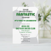 緑、灰色、または任意のチームカラーのサッカーペア  シーズン賞 招待状 (スタンド正面)