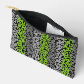 緑、灰色、黒のデジタルピクセル化されたストライプ アクセサリーポーチ (見開き)