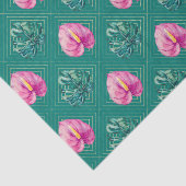 緑(熱帯性の花とヤシの葉花) 薄葉紙 (詳細)