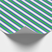緑、白いおよび青い縞 ラッピングペーパー (角)