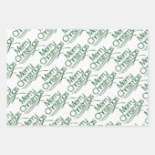 緑、白いクリスマスタイポグラフィとドット休日 ラッピングペーパーシート (正面3)