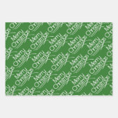 緑、白いクリスマスタイポグラフィとドット休日 ラッピングペーパーシート (正面)