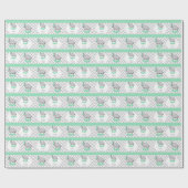 緑、白い灰色の象のベビーシャワー ラッピングペーパー (フラット)