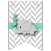 緑、白い灰色の象の赤ちゃんシャワー バンティングフラッグ (第1の旗)