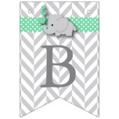 緑、白い灰色の象の赤ちゃんシャワー バンティングフラッグ (第3の旗)