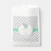 緑、白い灰色の象の赤ちゃんシャワー フェイバーバッグ (正面)