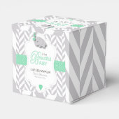 緑、白い灰色の象の赤ちゃんシャワー フェイバーボックス (裏面サイド)