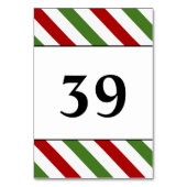 緑、白くそして赤くストライプのなテーブルカード テーブルナンバー (裏面)