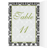 緑、白く、および黒いダマスク織のテーブル数カード (内側 (左))