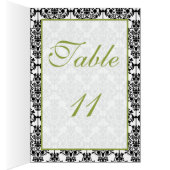 緑、白く、および黒いダマスク織のテーブル数カード (内側 (右))