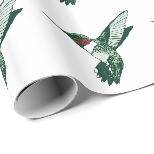 緑、白く、赤いフラッピングハチドリ ラッピングペーパー (ロールコーナー)