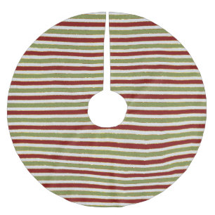 緑、白く、赤および金ゴールドホイルのクリスマス ブラッシュドポリエステルツリースカート