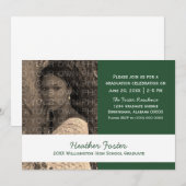 緑/白の学校カラーブロックグラード招待状 招待状 (正面/裏面)