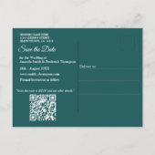 緑/白バラ花の緑のパターン紙 案内ポストカード (裏面)