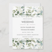 緑 |白モダン結婚式招待状 招待状 (正面)