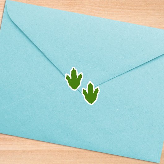 緑+白恐竜の足跡誕生日封筒 シール