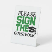 緑・白黒ゲストブック卒業表 台座サイン (正面)