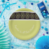 緑（白黒） ペーパープレート (パーティー)