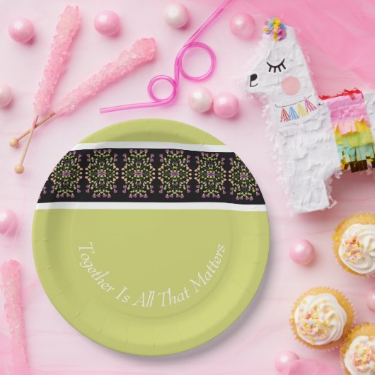 緑（白黒） ペーパープレート (パーティー)