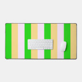 緑、白、オレンジのストライプパターン デスクマット (キーボード&マウス)