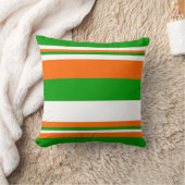 緑、白、オレンジストライプ色 クッション (ブランケット)
