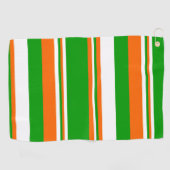 緑、白、オレンジストライプ色 ゴルフタオル (横)