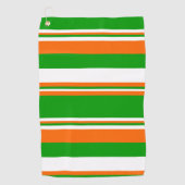 緑、白、オレンジストライプ色 ゴルフタオル (正面)