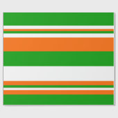 緑、白、オレンジストライプ色 ラッピングペーパー (フラット)