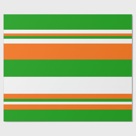 緑、白、オレンジストライプ色 ラッピングペーパー (フラット)