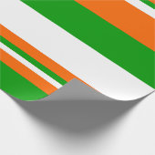 緑、白、オレンジストライプ色 ラッピングペーパー (角)