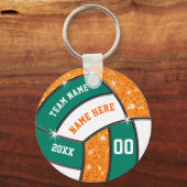 緑,白,オレンジ安いバレーボールギフトアイディア キーホルダー (正面)